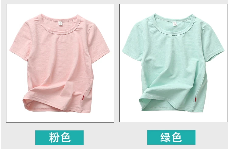 Детские рубашки из бамбукового хлопка футболка ярких цветов для девочек топы с короткими рукавами для детей, футболки для подростков, верхняя одежда для детей от 2 до 10 лет