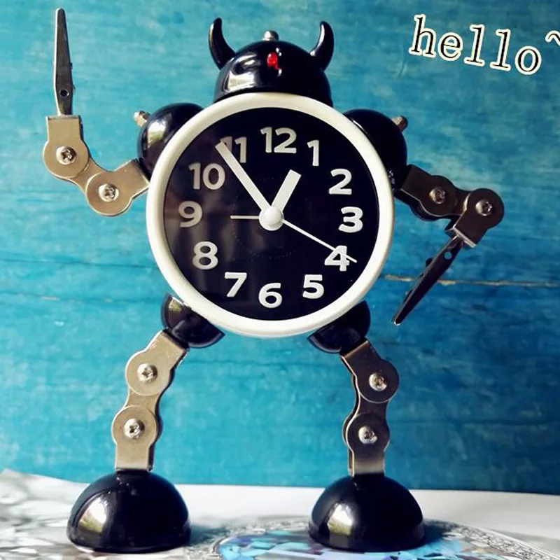 

M.Sparkling Quartz Table Waking up Alarm Clocks Creative Design Robot Alarm Clock Cute Children Bedroom Decor Alarm Clock