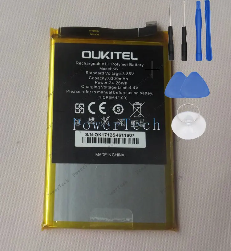 100 Original oukitel K6 Battery 6300 mAh Replacement 6.0inch oukitel