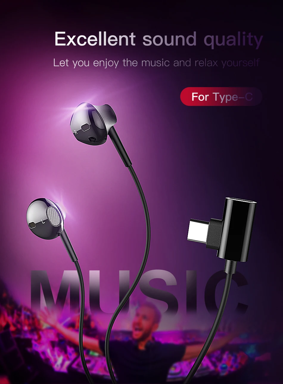 !ACCEZZ 2 in 1 Type C Magnetic Earphone For Xiaomi Samsung Huawei P30 P20 Smart Phone Charger Listening In-Ear Earphones Adapter (2)