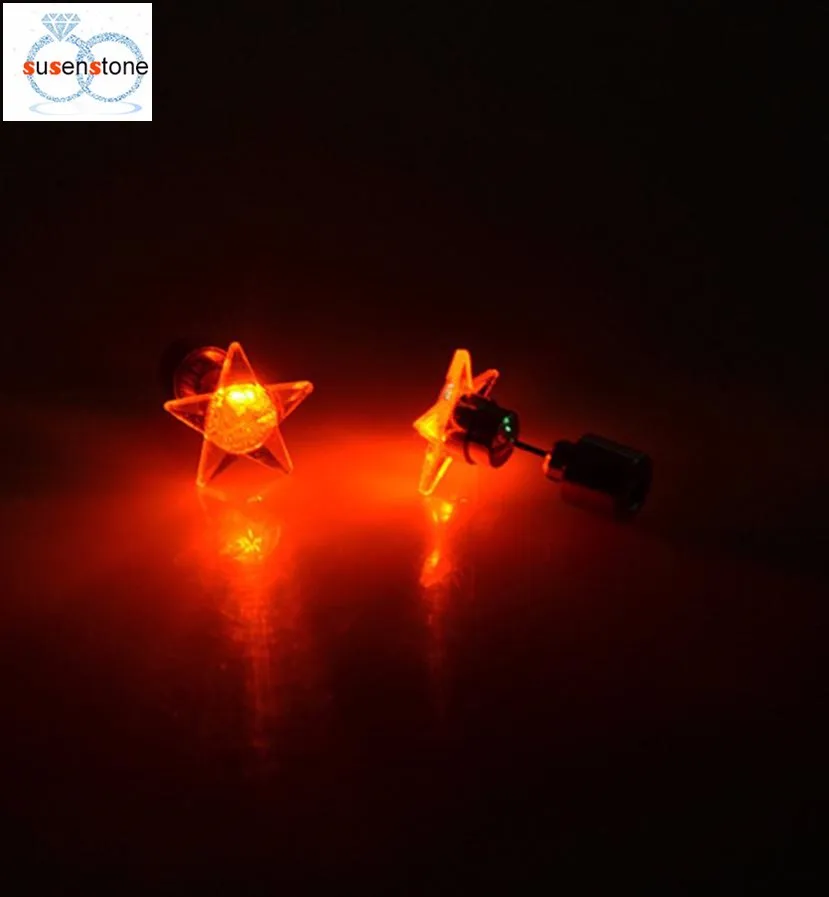 SUSENSTONE светодиодный светильник-пятиконечная звезда, серьги, модные аксессуары для танцевальной вечеринки, светодиодный светильник, серьги-гвоздики#3-4