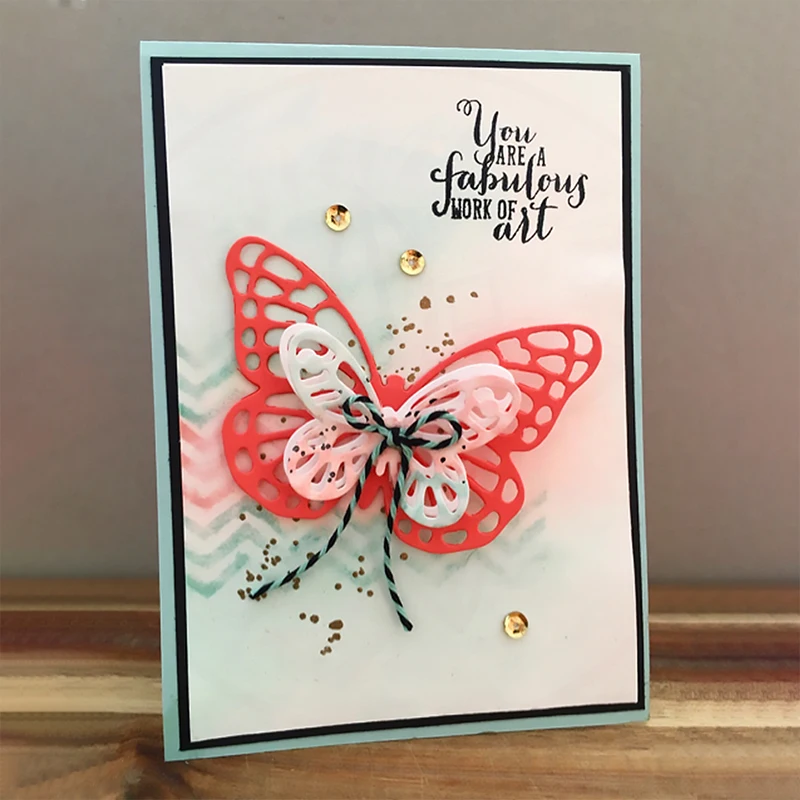 

YaMinSanNiO 113*80mm 2Pcs/lot Metal Cutting Dies Butterfly Embossing Stencil Scrapbooking New Card Template Punch Craft Dies