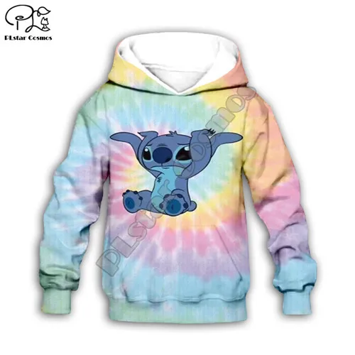Kids hoodies Anime kawaii Lilo Stitch 3d print Kids Cartoon pink Hoodies/zipper/child baby long sleeve sweatshirt/tshirt/summer shorts/pant - Цвет: Kids hoodies