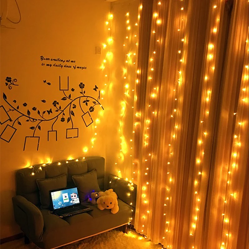 

3M x 3M 300 LED Home Outdoor Holiday Christmas Wedding Decorative xmas String Fairy Curtain Garlands Strip Party Lights