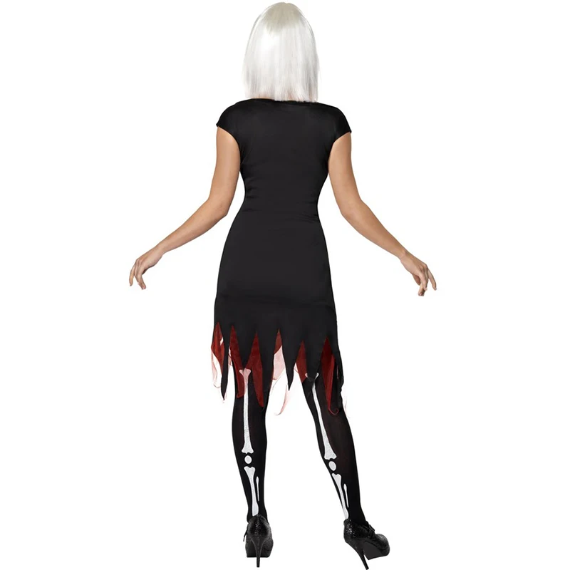 Для взрослых женщин страшный Скелет на Хэллоуин готический костюм платье без рукавов Джокер идея черный наряд вампира смерти для девочек плюс размер