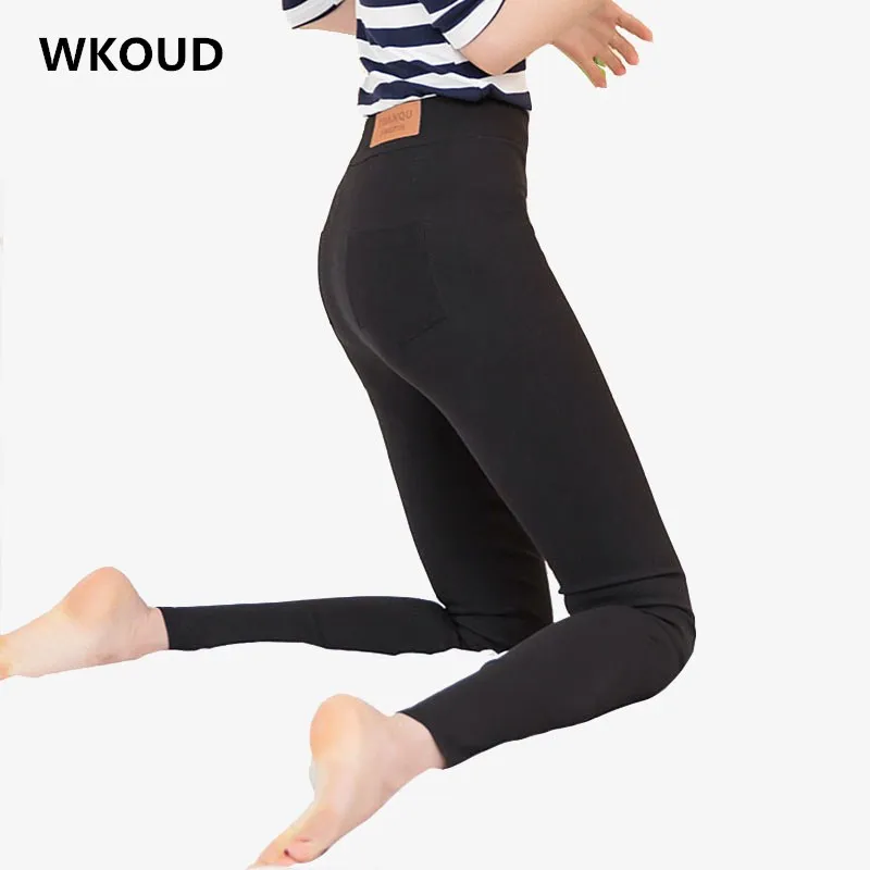 WKOUD العادية طماق للنساء أسود أبيض نحيل ضئيلة اللياقة البدنية طماق تمتد الكورية سروال شكل قلم رصاص الإناث السراويل P8747
