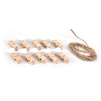 

10Pcs Mini Sweet Love Heart Shape Wooden Clips Message Photo Holder Paper