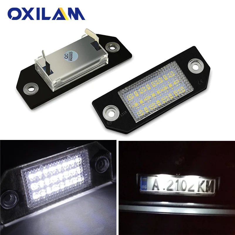 

OXILAM 2Pcs No Error Car LED License Plate Lights For Ford Focus 2 C-Max Accessories Number Plate Auto Lamp
