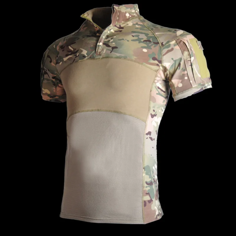 США армейская Тактическая Военная униформа для страйкбола камуфляж Человек Боевые рубашки быстрого штурма короткий рукав рубашка SWAT Топы