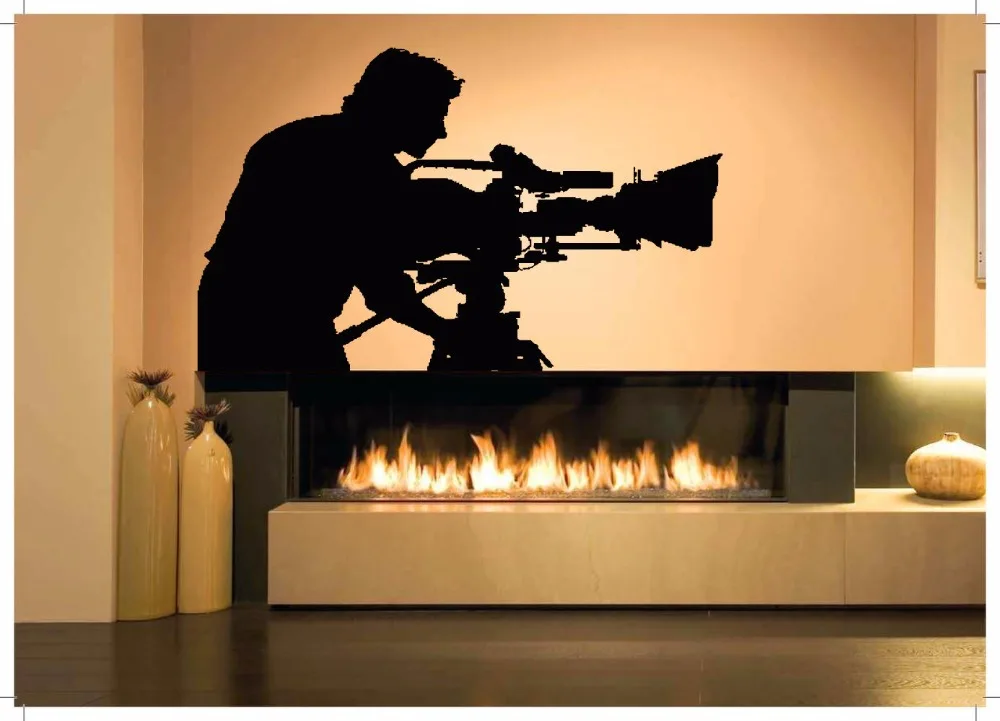 Camera Vinyl Wall Decal Video Camera Man Mural Art Wall Sticker Movie