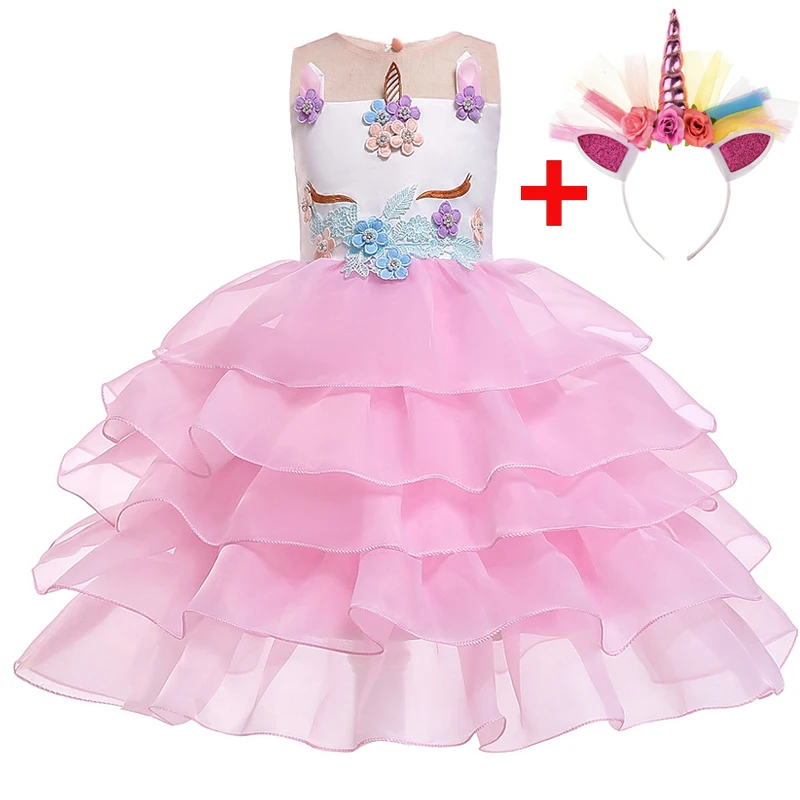

2019 Flower Girl Dress Headband Children Clothing Kids Princess Party wedding First Communion Dresses baby costume L5066