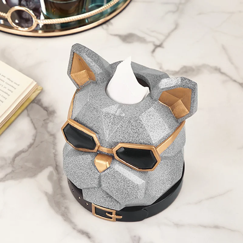 Creative Bulldog Head Tissue Holder Cassette Paper Holder Pumping Tray Living Room Coffee Table Decoration Dog Best Gift