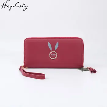 

Long Wallet For Women Cute Rabbit Zipper Clutch Tassel Wristband Vallet Large Capacity Coin Purse Multifunction portmonee
