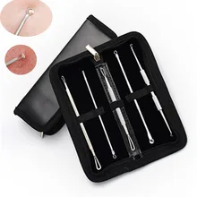 Черная головка и пятнистая нержавеющая сталь 5 шт. Серебряная угревая лицевая игла акне профессиональный набор инструментов 160x58x20 мм Mar29