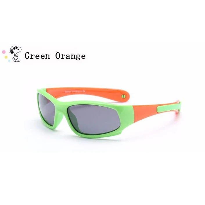 Дети с завязками на шее, солнечные очки Мальчикам силиконовый поляризованные очки гибкий TR90 эластичные детские солнцезащитные очки для девочек фиксатор держатель - Цвет линз: green frame orange