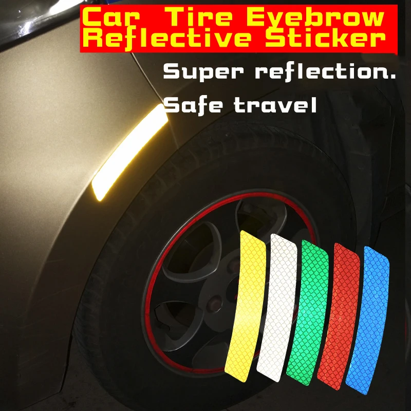 

Car tyre Eyebrow Stickers Universal Safety Warning Mark Reflective Tape Auto Exterior Motorcycle Bike Helmet