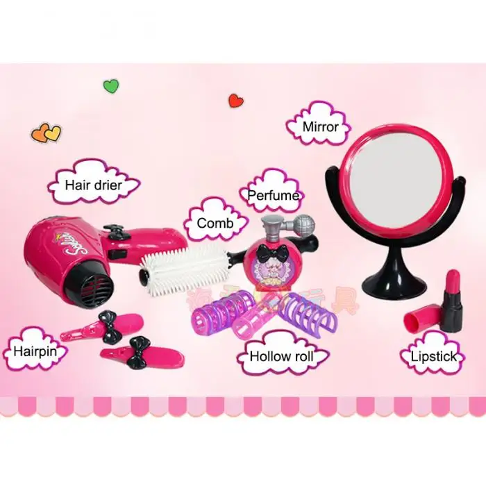 Дети Красота игрушки набор макияж зеркало для сумочек фен заколки для девочек@ ZJF