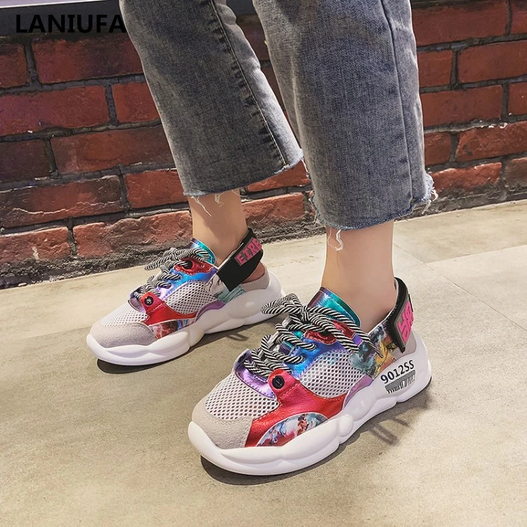 

Spring women flats shoes women Casual flat Round Toe breathable mesh Lace-Up outdoor walking shoes Autumn women shoes mujer