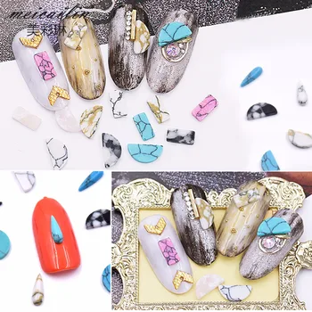 

10 PCS/pack Japanese Nail Art Decoration Natural Crack Turquoise Waterdrop 3D DIY Nail Stones for Manicure Nail Art Rhinestones