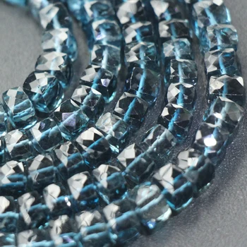 

50pcs SUPERB,AAA Quality,9.5 Inches Strand,3d Cubes,Finest Quality,Sky Blue Topaz Micro Faceted 3D Box Shape Beads,5.0-6.0mm