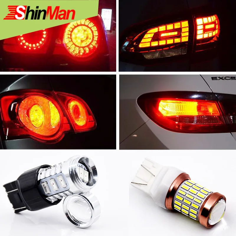 

ShinMan High Quantity LED Light 7443 Dual Circuit 7444 W21 5W CAR LED For Auto Car Brake Light Stop lightTail Rear Parking light