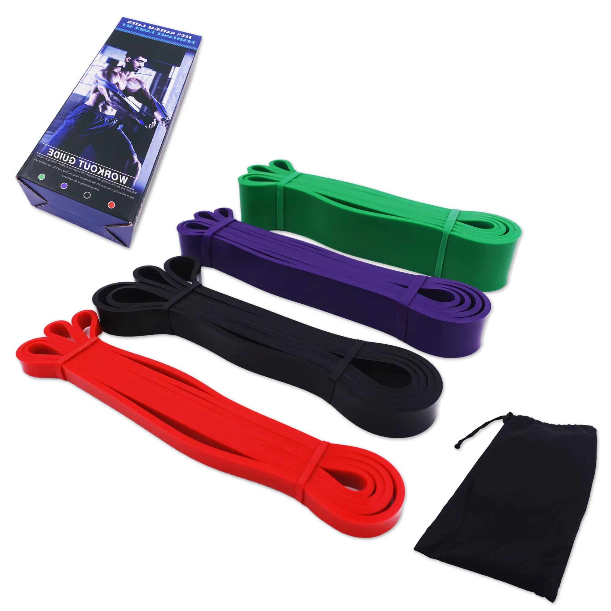 

208cm Resistance Pull Up Bands Set of 4 Elastic Fitness Loop Power Rubber Band for Stretching Gym Workout Assistance Expander
