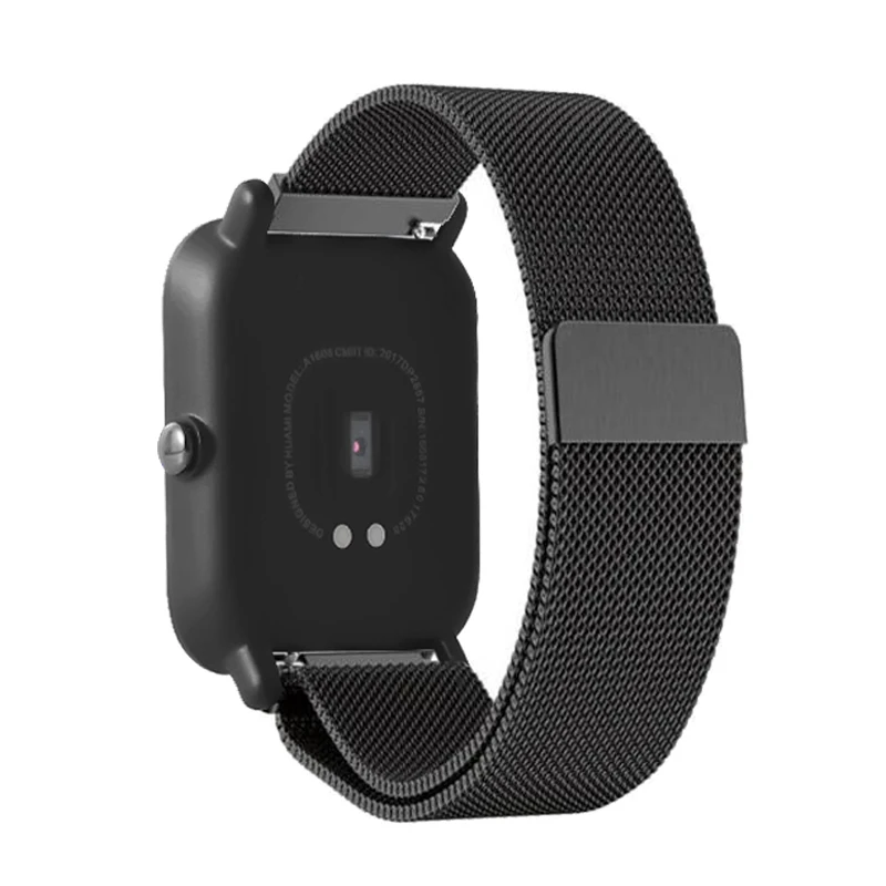 Ремешок для часов для Xiaomi Huami Amazfit ремешок Bip браслет из нержавеющей стали Amazfit gts/gtr 42 мм ремешок магнитная пряжка