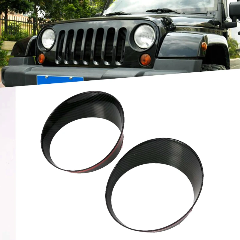 

1 Pair Front Light Headlight Trim Cover ABS Bezels for Jeep Wrangler JL 2018 Car Light Accessories Red Color High Quality Black