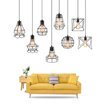 9 Small cage Vintage Iron Pendant Light Industrial Loft Retro Droplight Bar Cafe Restaurant American Country Style Hanging Lamp loft american country vintage pendant light farmhouse cafe bar hemp bamboo hanging light