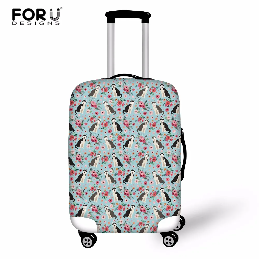

FORUDESIGNS Dog Flower Thicker Suitcase Protective Cover Travel Accessories Elastic Luggage Dust Cover for 18''-30'' Suitcase