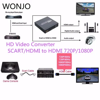 

SCART HDMI to HDMI Converter Full HD 1080P Digital High Definition Video Konverter EU/UK/US/AU Power Plug Adapter For HDTV HD