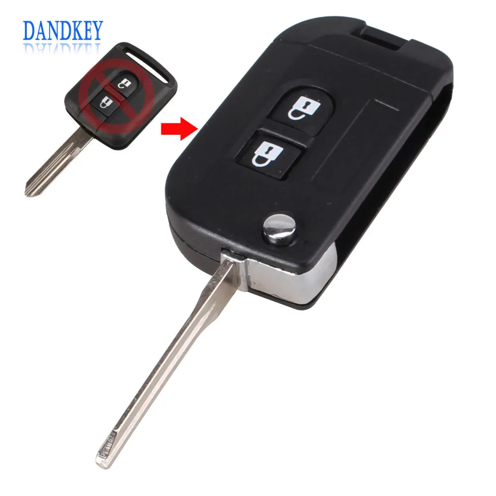 Dandkey Uncut 2 Button Switchblade Key Flip Car Key Shell Case Fob For