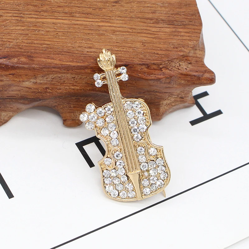 Женская брошь в форме скрипки с кристаллами|violin brooch|brooches for womenbrooches wholesale |