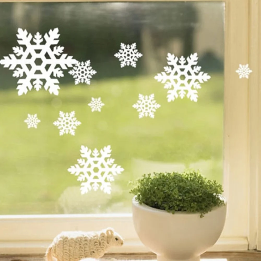 Рождественские наклейки "Снежинки" украшение окна дома стикер снежинки стекло стены полые наклейки зима год Рождественская вечеринка Декор
