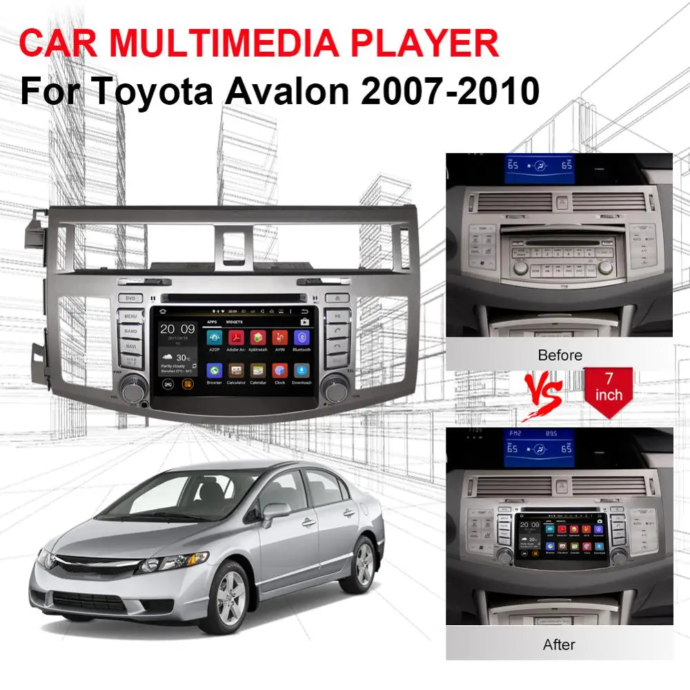 Excellent Android 8.0 Octa Core 4GB RAM Car Auto Radio Stereo For Toyota Avalon 2007 2008 2009 2010 DVD Multimedia Player Bluetooth Wifi 3