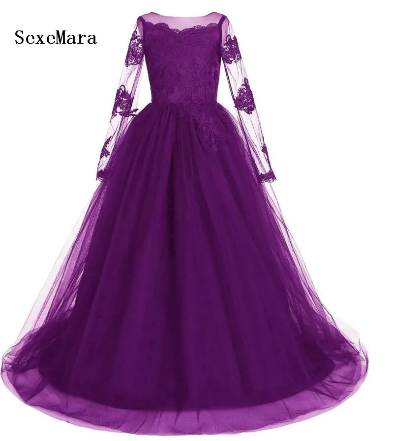 

Real Picture Customized Flower Girl Dresses For Wedding Lace Applique Ball Gown Party Dresses Girls Birthday Communion Dress