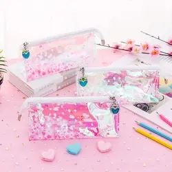 Kawaii Мультфильм Cherry Blossom Лазерная пеналы Творческий Студент Высококачественная ручка сумка канцелярские подарок, школьные принадлежности