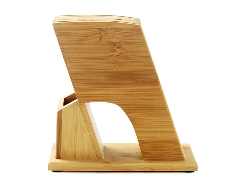 Высококачественный бамбуковый Наклонный нож стойка многоцелевой заточка для ножниц подставка для кухонных ножей деревянный нож блок кухонные принадлежности
