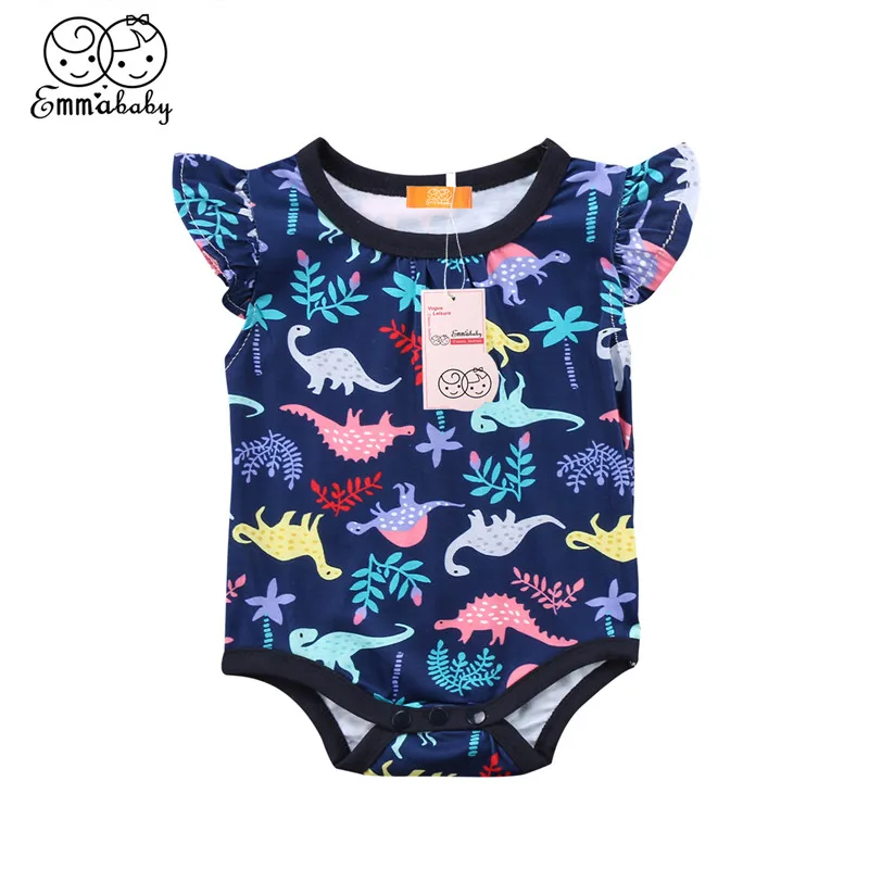 

Baby Girl Boy Ruffle Romper Summer Newborn Kid Boy Girl Dinosaur Printed Romper 2018 Newest Jumpsuit Outfit Summer Baby Clothing