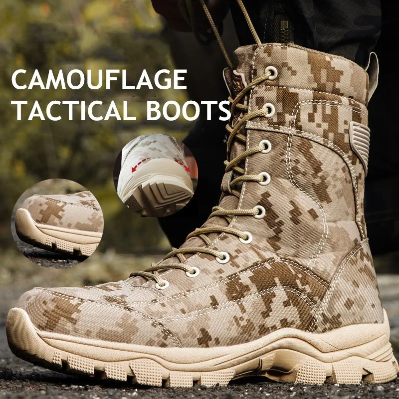 

Camouflage Tactical Military Boots Autumn Winter Outdoor Climbing Waterproof High Shoes Army Combat Training Desert Hiking Boot