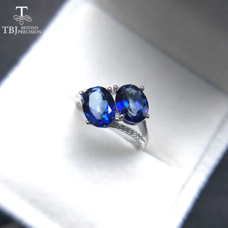 

TBJ,New Coated tanzanite deep blue color topaz Gemstone Ring in 925 sterling silver fine jewelry for women with gift box