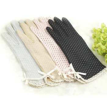 

2017 Top Sell Cotton Antiskid Lace Bowknot Dots Short Gloves Summer Driving Women Gloves Wholesale