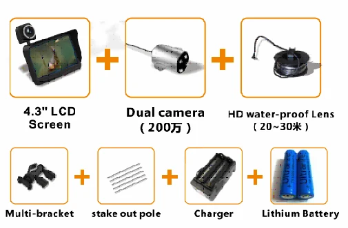 HD Underwater Video Camera System with 4.3 LCD Monitor 4000mAh Battery Built-in & 20M 2MP Fishing Camera and AHD Camera on LCD_7