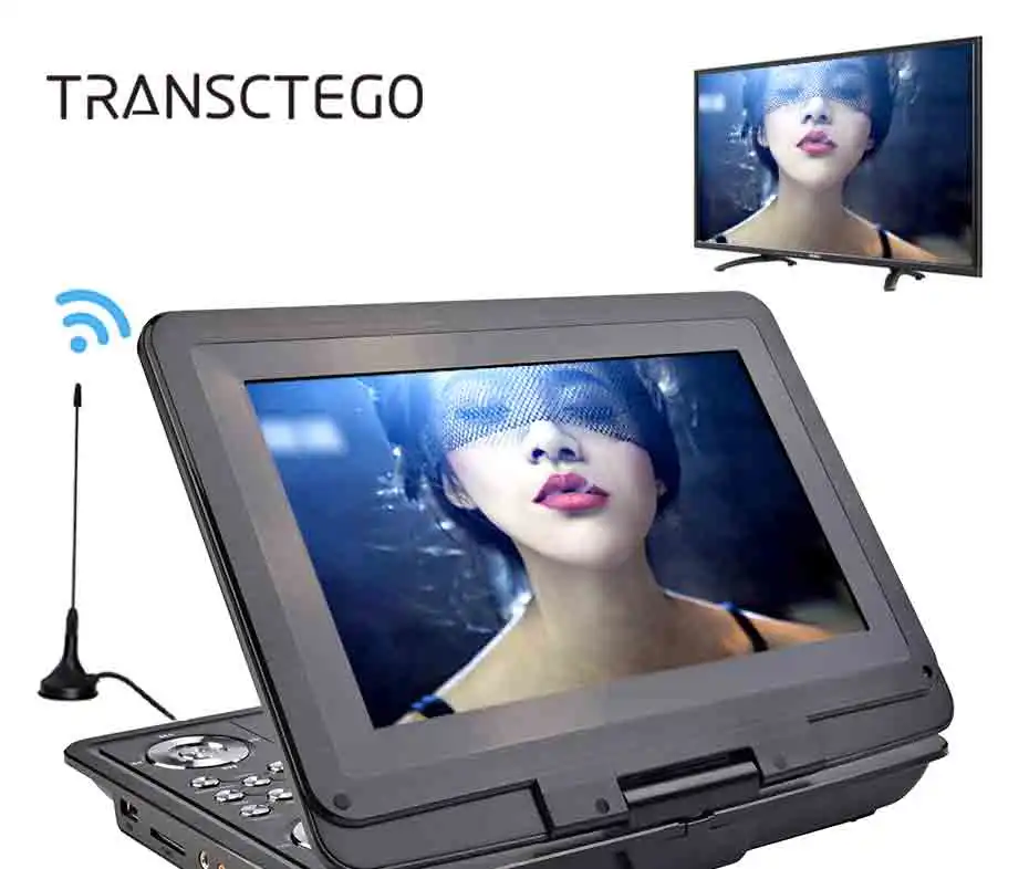 TRANSCTEGO dvd-плеер портативный автомобильный телевизор 13,9 дюймов Большие плееры ЖК-экран для игры FM DVD VCD CD MP3 MP4 с геймпадом ТВ антенна