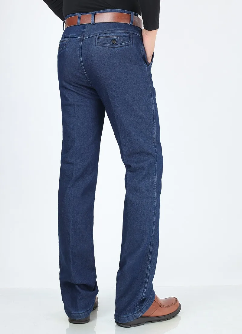 Мужские зимние вельветовые утепленные прямые джинсы с высокой талией деловые повседневные теплые брюки большой размер 30-40