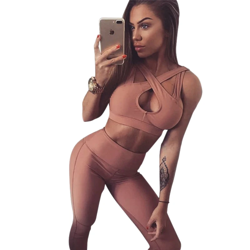 

Pink and Black Women's Tracksuits Yoga Set Sports Wear Activewear For Women Sexy Sport Suit Fitness Clothing Sets Gym Clothes