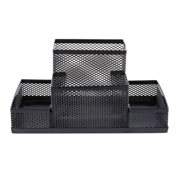 

Desk Decor 4 Mesh compartments pencil Holder 8.1 Length Black