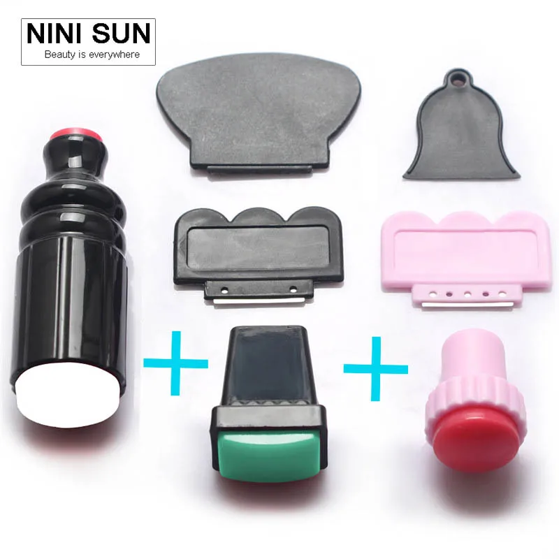

1 Set/7pcs Stamper Nail Stamping Plates Plastic Nail Stamping Stamp Scraper Polish Print Transfer Nail Stamper Nail Art Tools