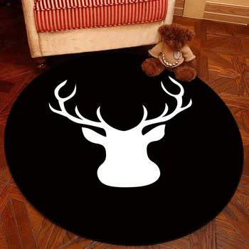 

Zeegle Elk Printed Round Carpet For Living Room Kids Bedroom Carpets Flannel Computer Chair Floor Mats Children Room Rug Dooramt