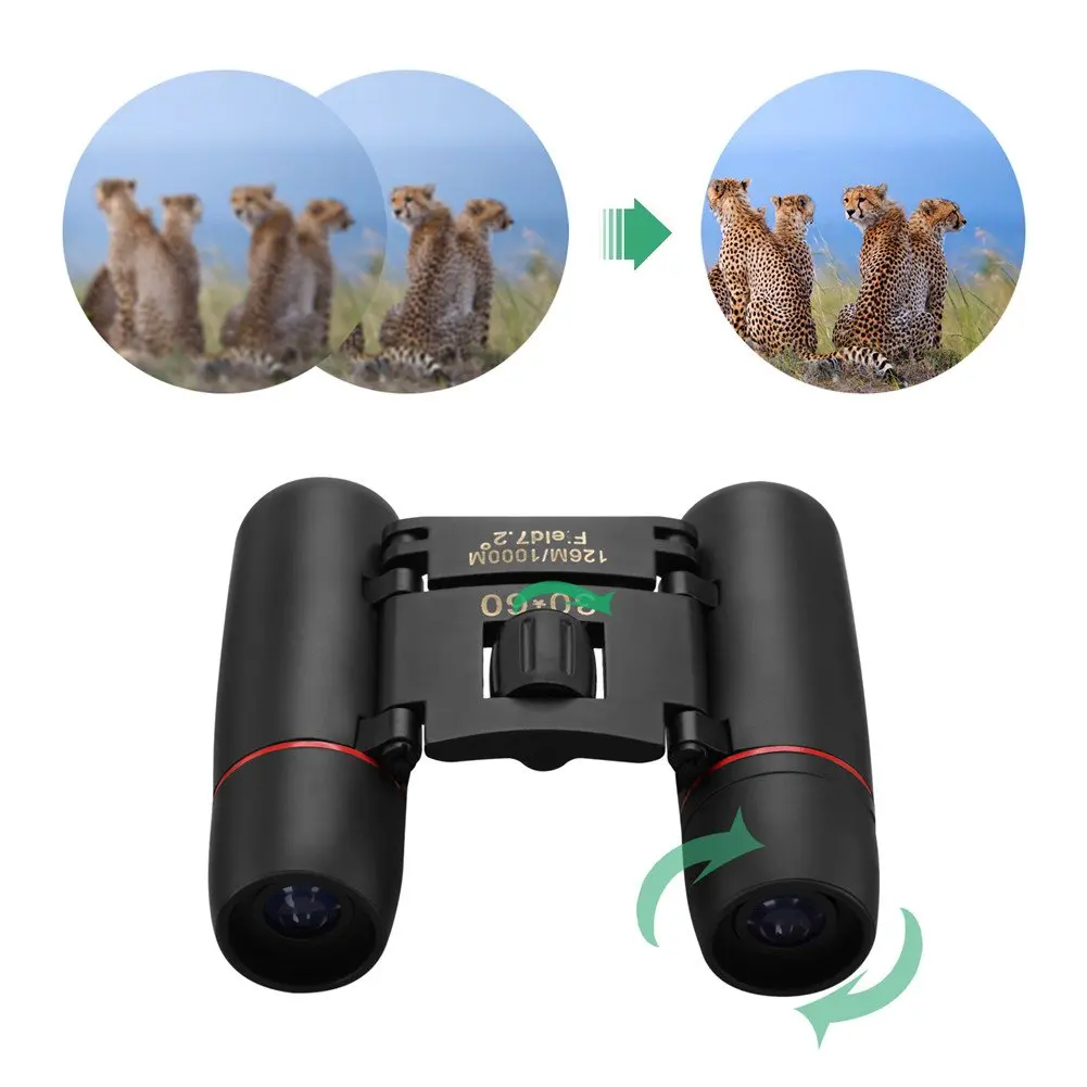 Zoom Telescope 30x60 Folding Binoculars with Low Light Night Vision for Outdoor Bird Watching Travelling Hunting Camping 2019